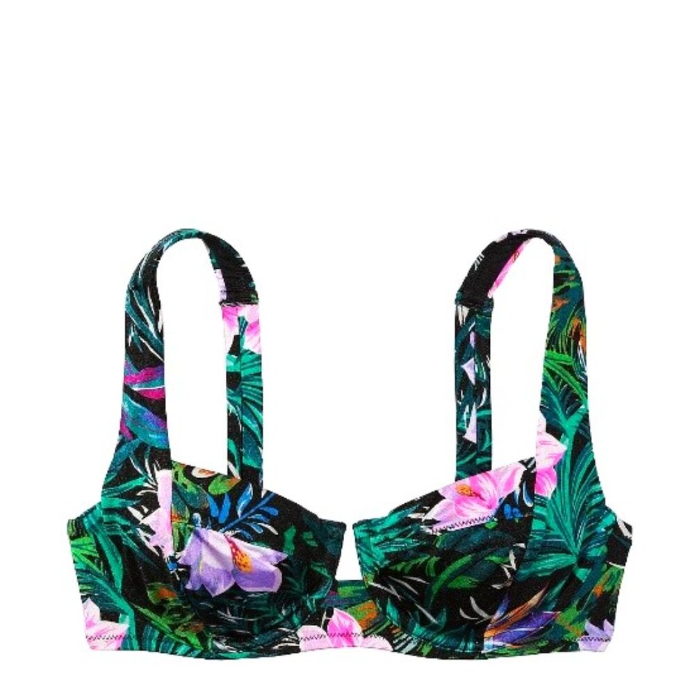 34C/S VICTORIA SECRET SWIM Lace-Up Top Bikini Set Side Tie Cheeky Bottom Floral - Picture 12 of 12